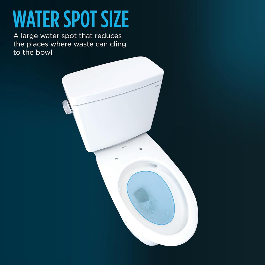 TOTO Drake Transitional Two-Piece Elongated 1.28 GPF Universal Height TORNADO FLUSH Toilet with 10 Inch Rough-In, CEFIONTECT, and SoftClose Seat, WASHLET+ Ready, Cotton White - MS786124CEFG.10#01