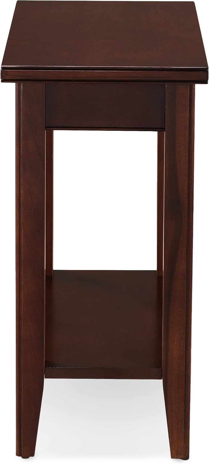 Leick Home Laurent End Table, Solid Wood, Bottom Display Shelf, Narrow, Easy-Assembly, For Living Room/Bedroom, Chocolate Cherry, 24.0 in. L x 12.0 in. W x 24.0 in. H, 10505