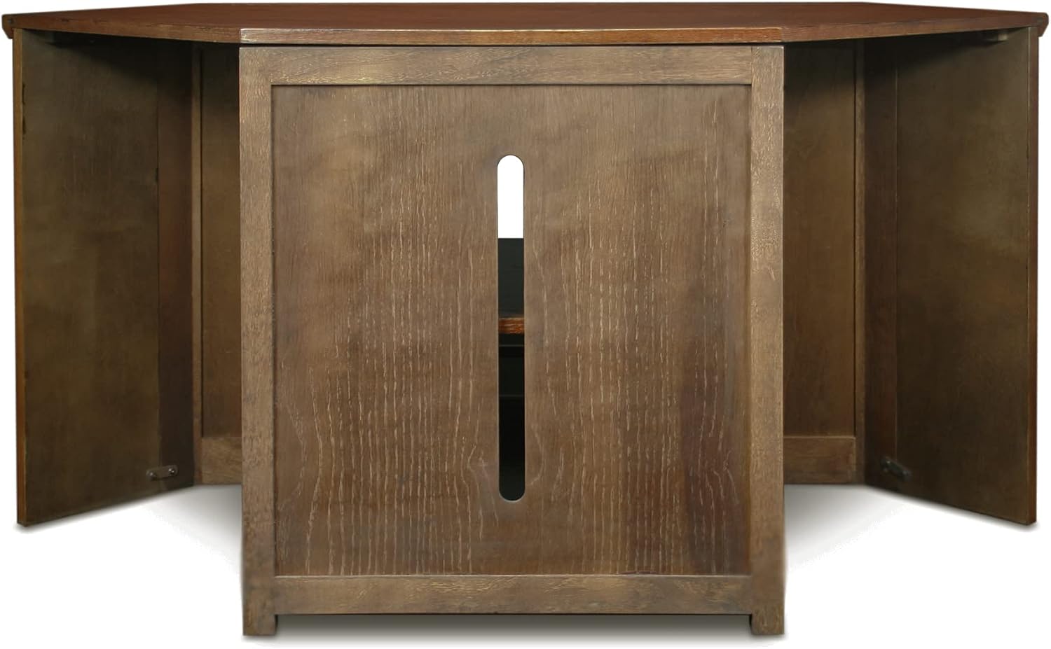 Leick Home 82285 Mission Corner TV Stand Made from Solid Wood, One Door and Adjustable Shelf, for 50' TVs, Mission Oak