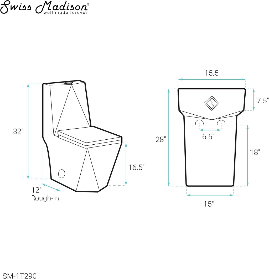 Brusque One-Piece Square Toilet Dual-Flush 1.1/1.6 gpf