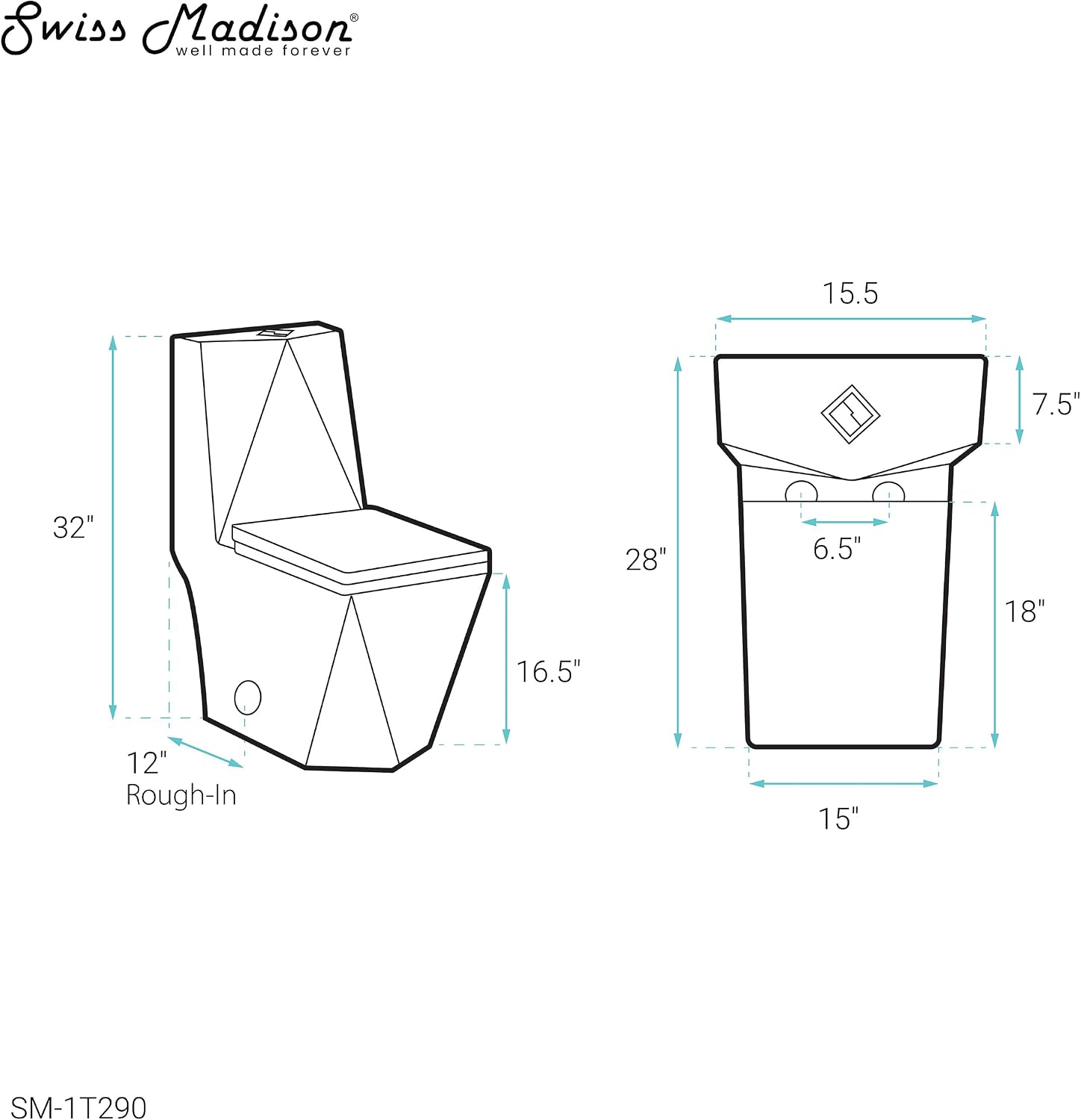 Brusque One-Piece Square Toilet Dual-Flush 1.1/1.6 gpf