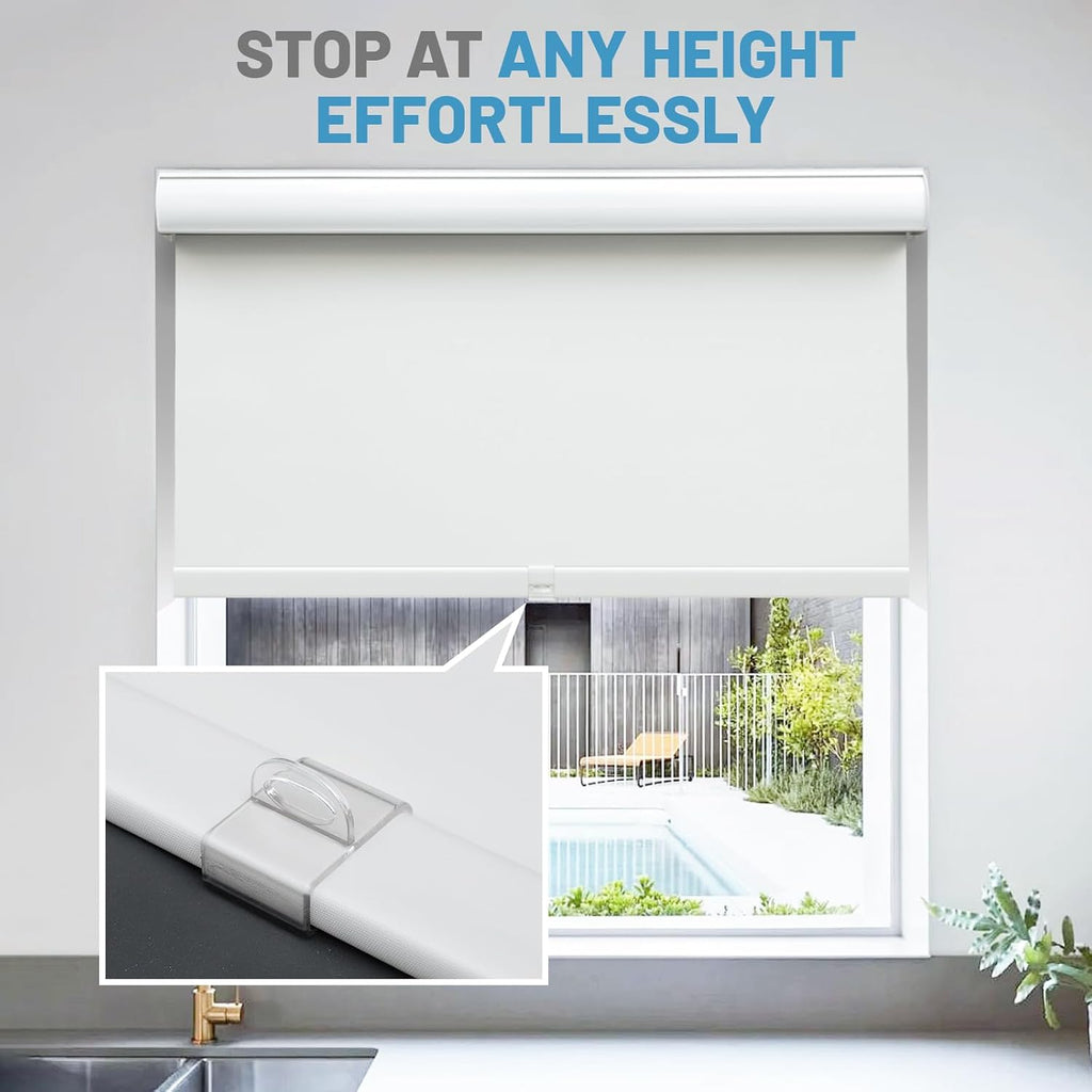 Blackout Roller Shades, Free-Stop Window Blinds with Valance, Room Darkening Thermal Insulated UV Protection Fabric for Home Office,Gold 01