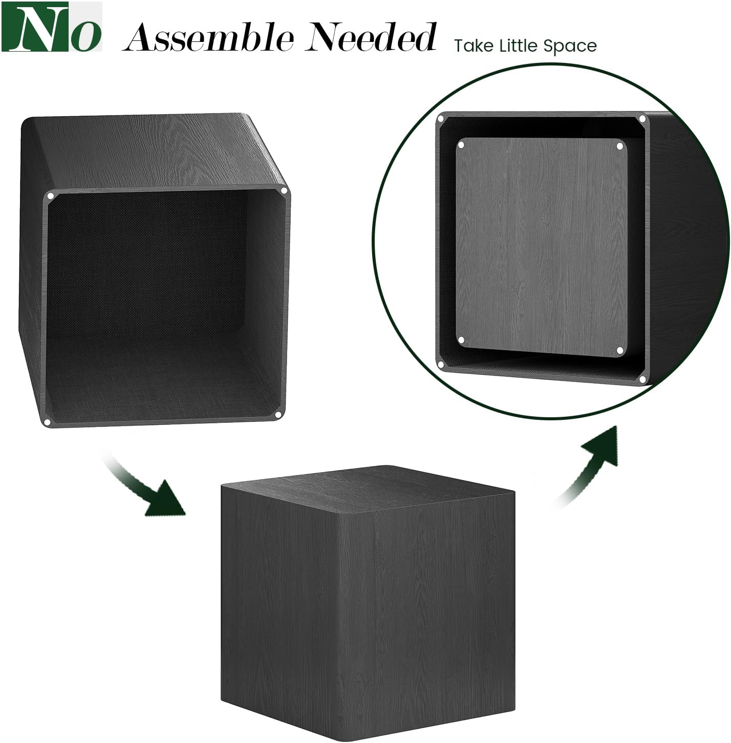 Nesting Coffee Table Set of 2, Modern Coffee Table and End Table Sets, Small Wooden Nesting Side Tables for Living Room Bedroom Apartment(Black)