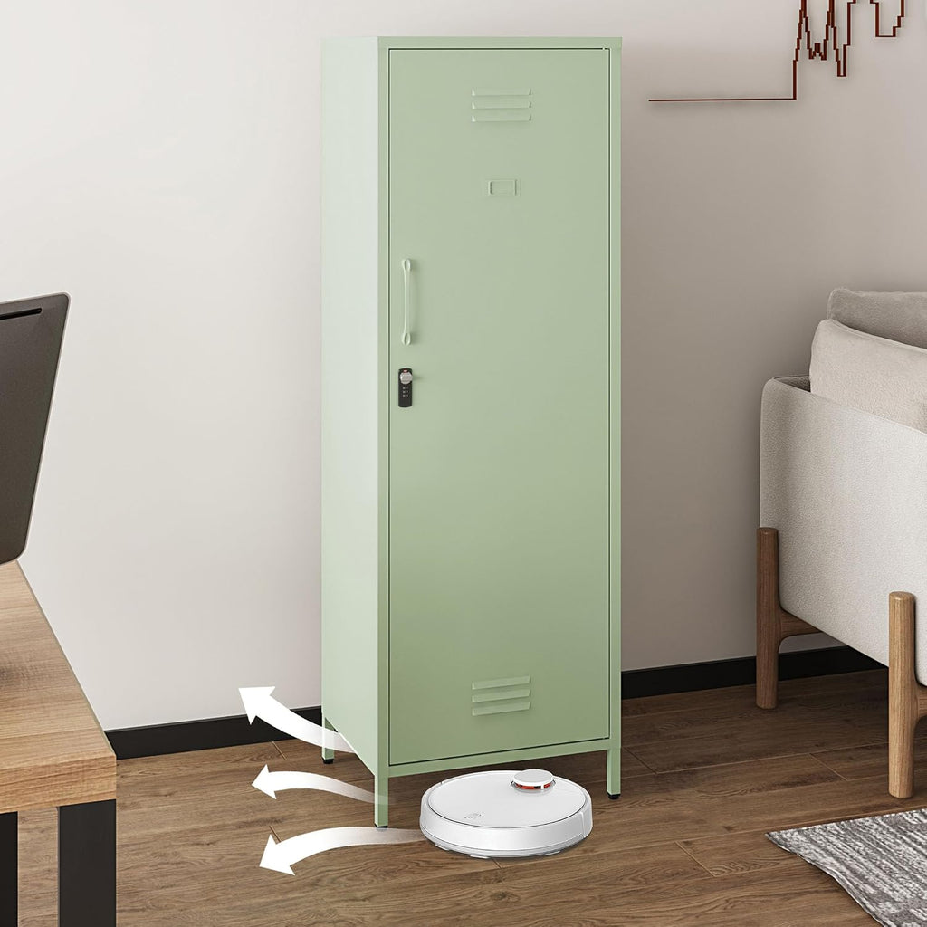 Steehoom Metal Storage Cabinet for Employees, Tall Metal Locker Lockable Kids Locker with 3 Adjustable Shelves 59.06-inch high for School, Living Room, Home, Office, Garage (Green, H59.06'')
