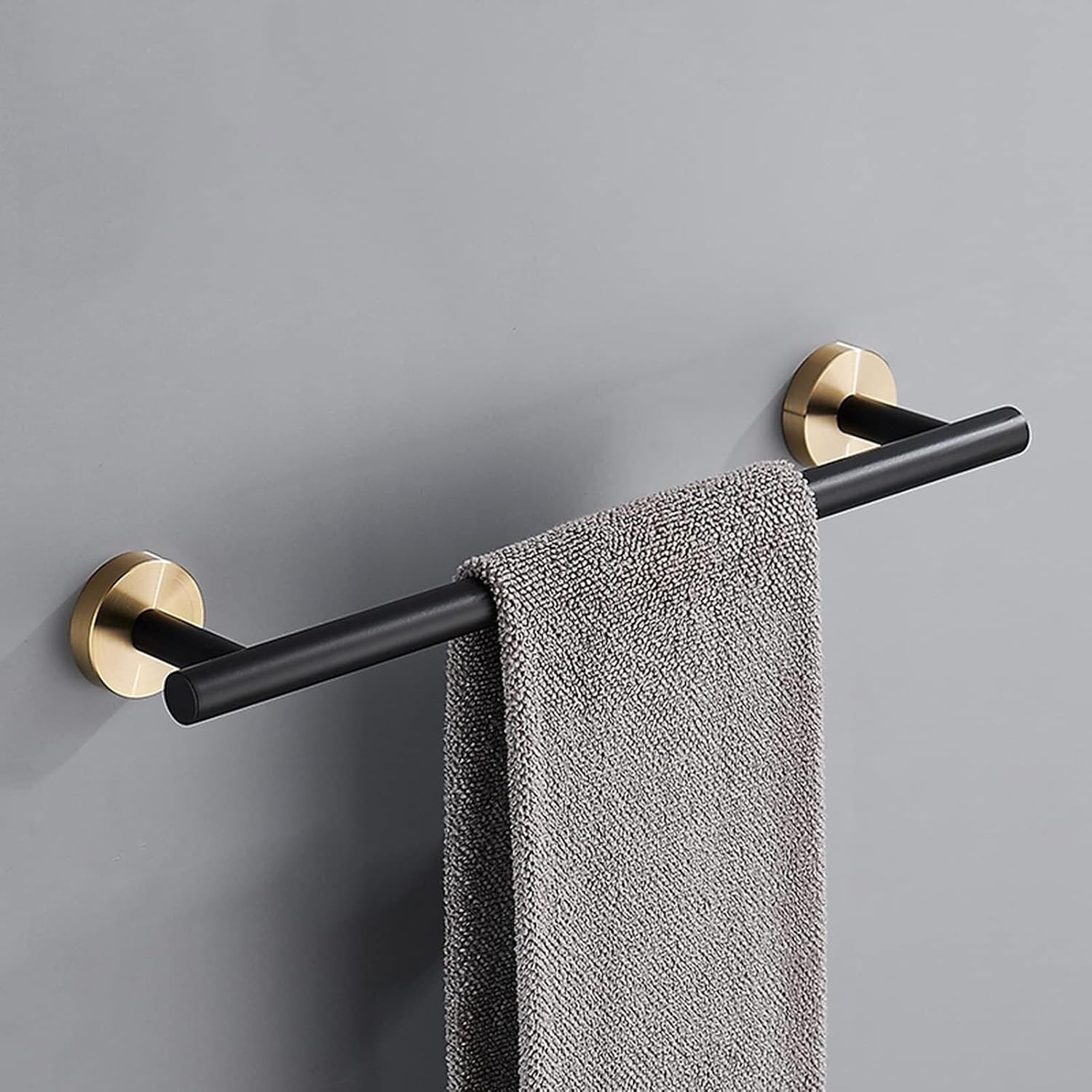 Bath Single Towel Bar Rail Wall Mounted Stainless Steel Brushed Finish Towel Holder for Bathroom & Kitchen(Black+Gold,40cm)