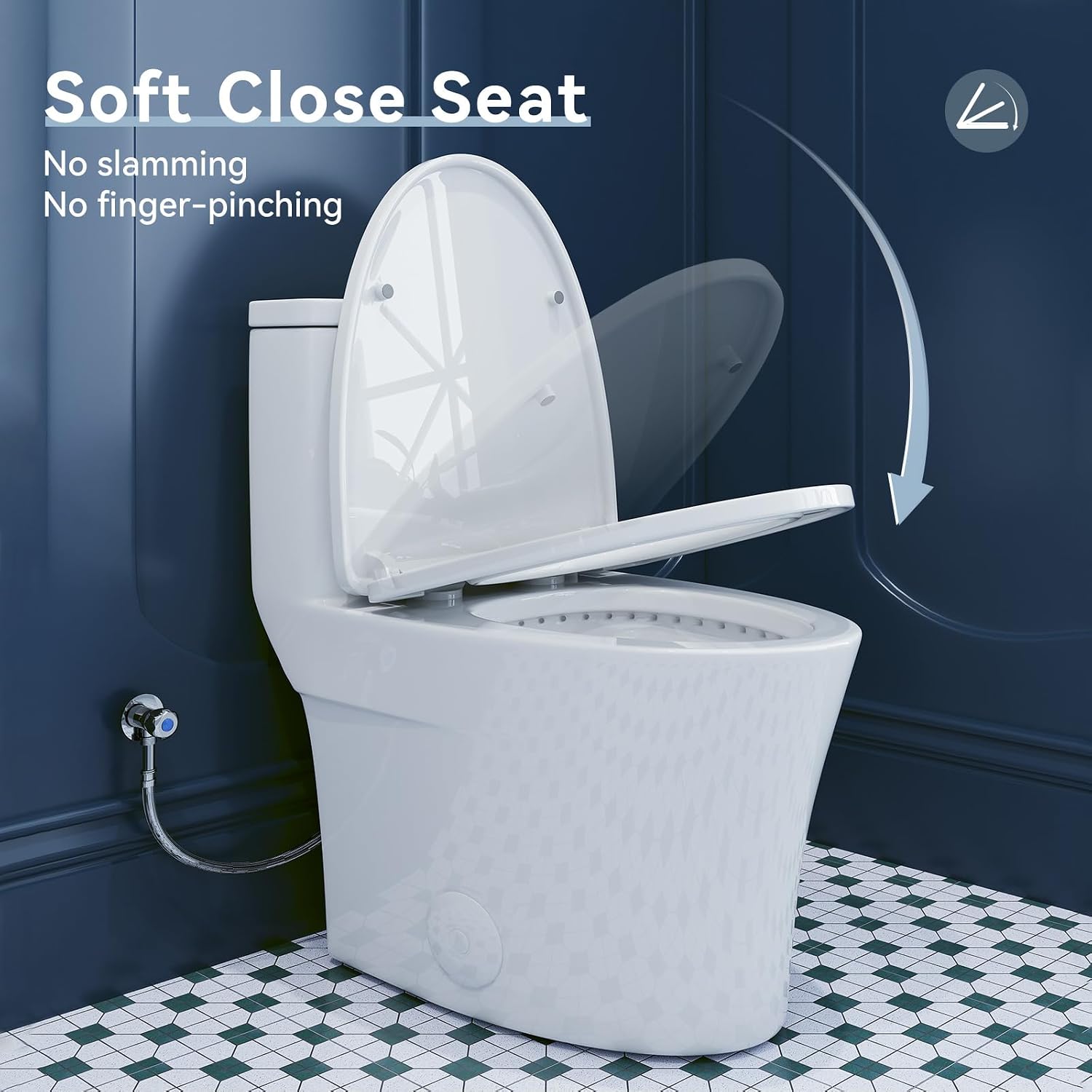 HOROW T0307W Elongated One Piece Toilet, Small Compact with Soft Close Seat, 1.1/1.6 GPF Powerful Dual Flush Toilet for Small Bathroom, 12' Rough-In Standard Toilet Bowl, White Modern Toilet