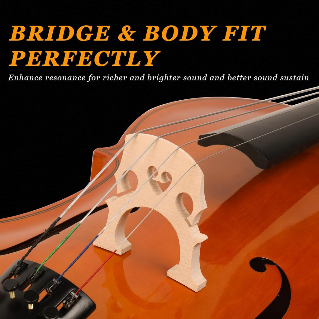 Ktaxon 3/4 Cello, Beginner Cello Acoustic Cello Set with Portable Bag, Bow, Rosin, Bridge, Adults & Kids String Musical Instruments(Natural)