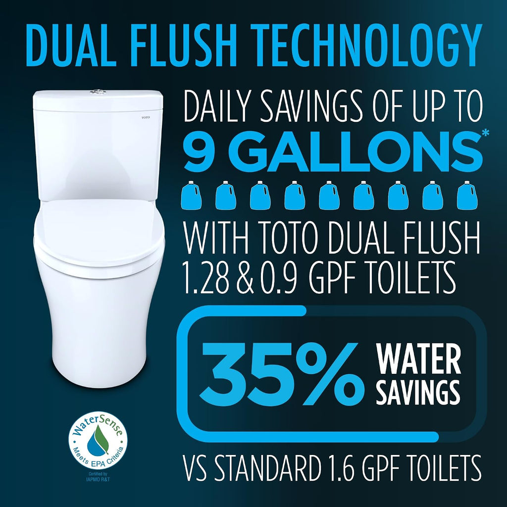 TOTO® WASHLET®+ Connelly® Two-Piece Elongated Dual Flush 1.28 and 0.9 GPF Toilet and Classic WASHLET S7A Classic Bidet Seat, Cotton White - MW4944734CEMFG#01