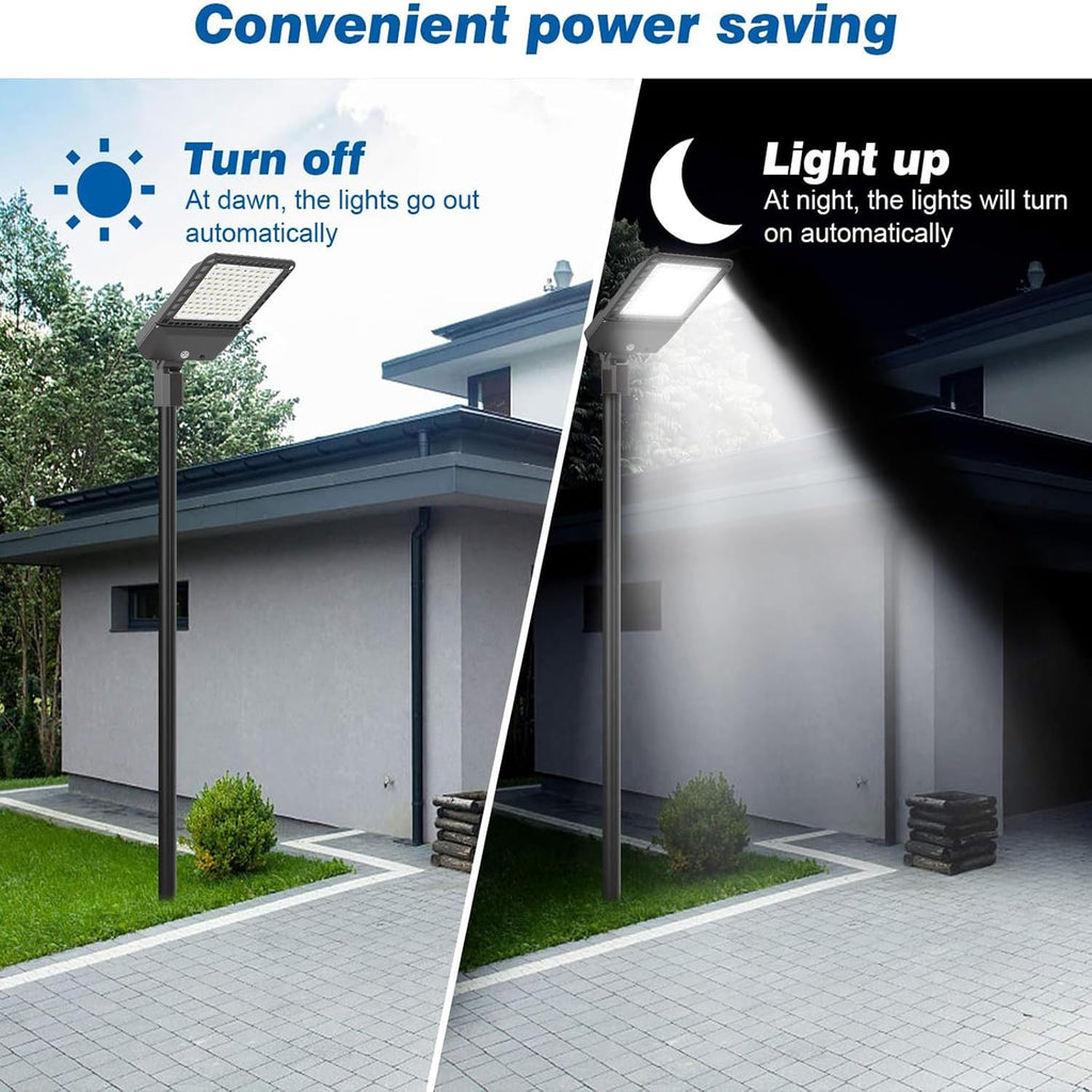 2 Pack 300W LED Parking Lot Outdoor Lights, 5000K 39000LM Outdoor Dusk to Dawn Commercial Area Pole Lighting with Slip Fitter Mount, IP65 Waterproof LED Flood Light for Yard Driveway, ETL Listed