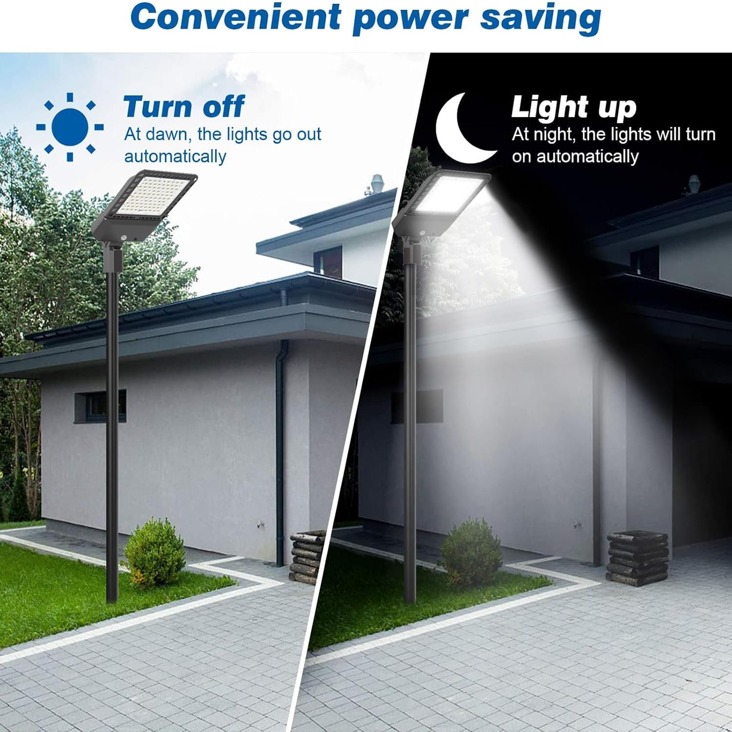 2 Pack 300W LED Parking Lot Outdoor Lights, 5000K 39000LM Outdoor Dusk to Dawn Commercial Area Pole Lighting with Slip Fitter Mount, IP65 Waterproof LED Flood Light for Yard Driveway, ETL Listed