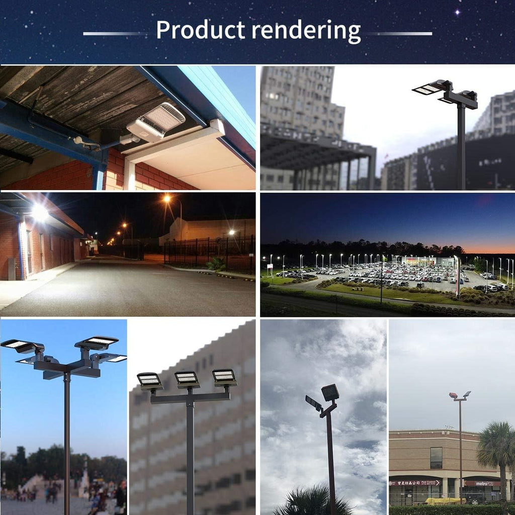 150W LED Parking Lot Lights 19000Lm Outdoor LED Lights Dusk to Dawn with Photocell 5000K Shoebox Pole LED Flood Light 400W Equivalent Commercial Street Area Lighting for Parks Parking Lot Roadways