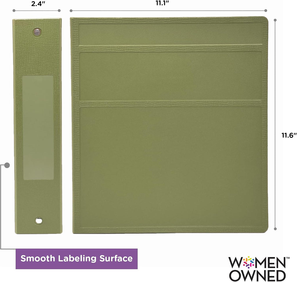 Carstens 2-Inch Heavy Duty 3-Ring Binder - Side Opening, Sage, Durable Plastic, No-Gap Rings, Waterproof Covers, No Pockets, Holds 300 Letter-Sized Sheets, BPA-Free, Made in USA (5826-3R), Case of 16