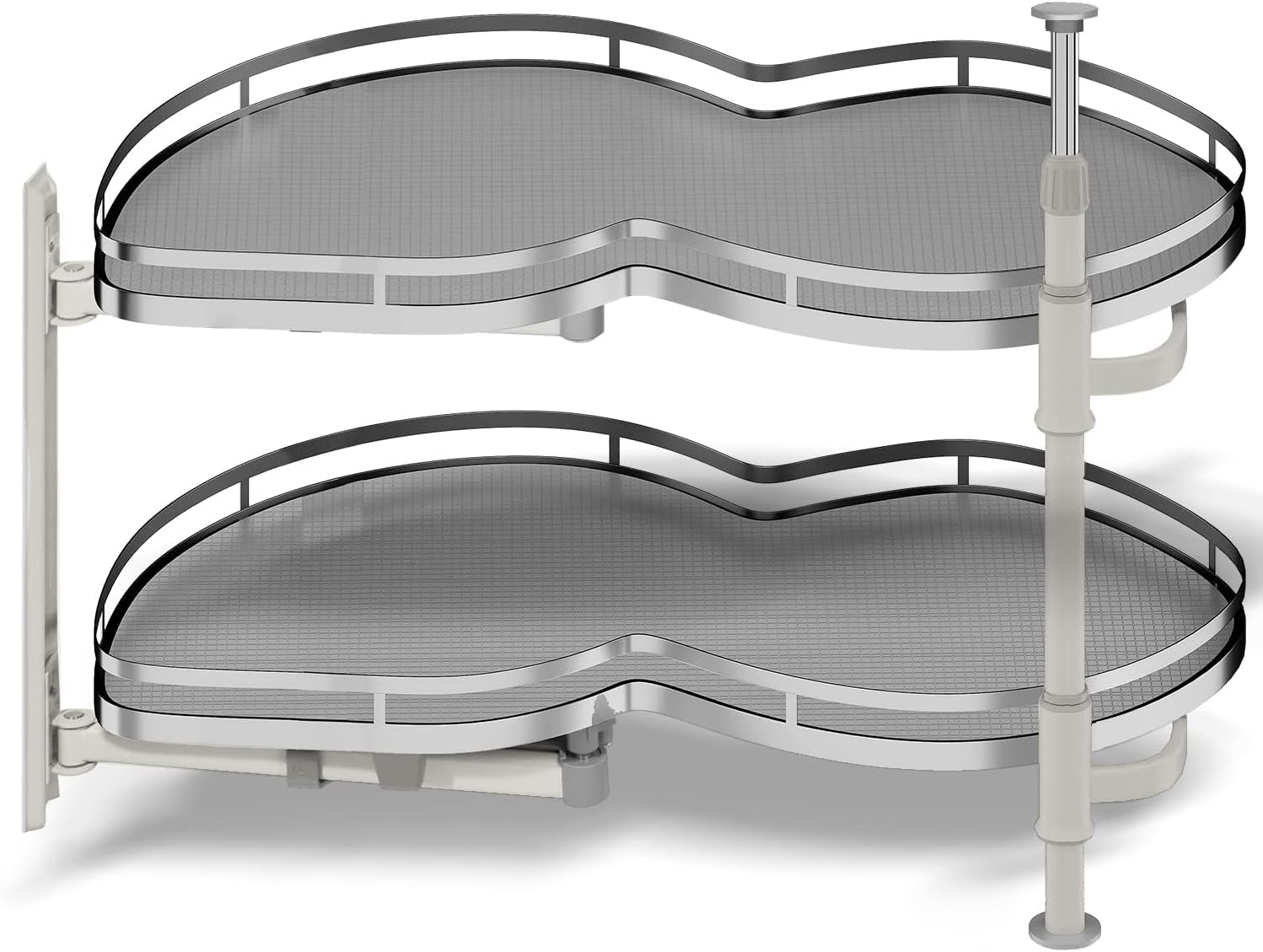 Blind Corner Cabinet Pull Out Organizer, Soft Close Swing Left Pull Out Cabinet Organizer 30inch, Corner Cabinet Lazy Susan for Cabinet Blind Shelf, 2 Tiers Tray, Adjustable Height