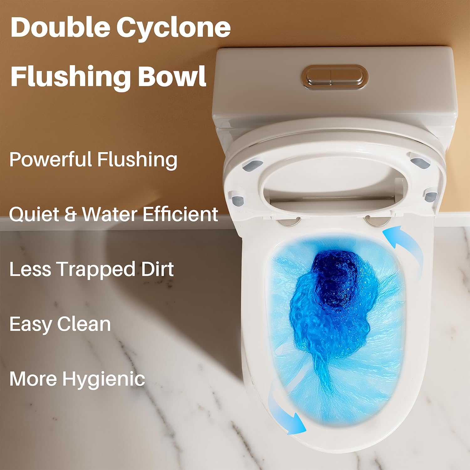 WinZo WZ5079S Modern Compact Round One Piece Toilet 10' Rough-in High Efficiency Dual Flush for Small Bathroom