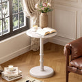 100% Solid Wood Round Pedestal Side Table, Vintage End Table for Living Room Bedroom, Heavy-Duty Antique Accent Table for Corner Spaces, Small Bedside Nightstand, 5-Min Assembly, White