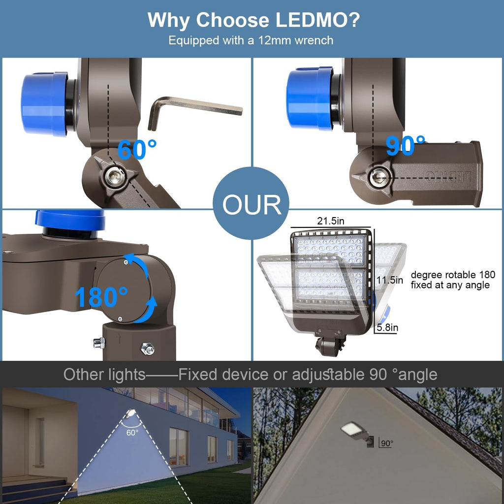 ledmo 200W LED Parking Lot Lights 5000K Street Shoebox Pole Lights Waterproof 26000LM Super Bright Dusk to Dawn Outdoor Commercial Area Flood Security Lighting Slip Fitter for Stadium Sport Garage