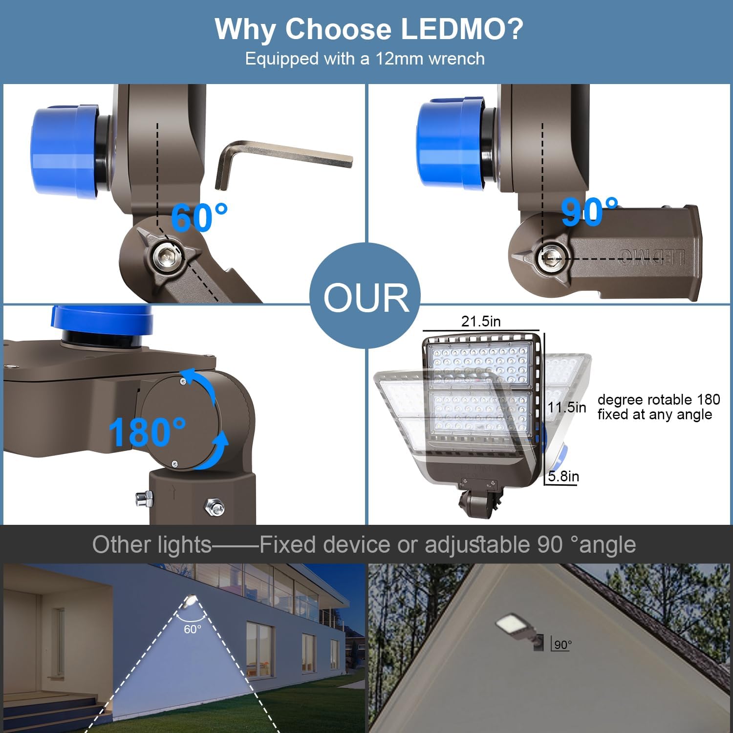 ledmo 200W LED Parking Lot Lights 5000K Street Shoebox Pole Lights Waterproof 26000LM Super Bright Dusk to Dawn Outdoor Commercial Area Flood Security Lighting Slip Fitter for Stadium Sport Garage