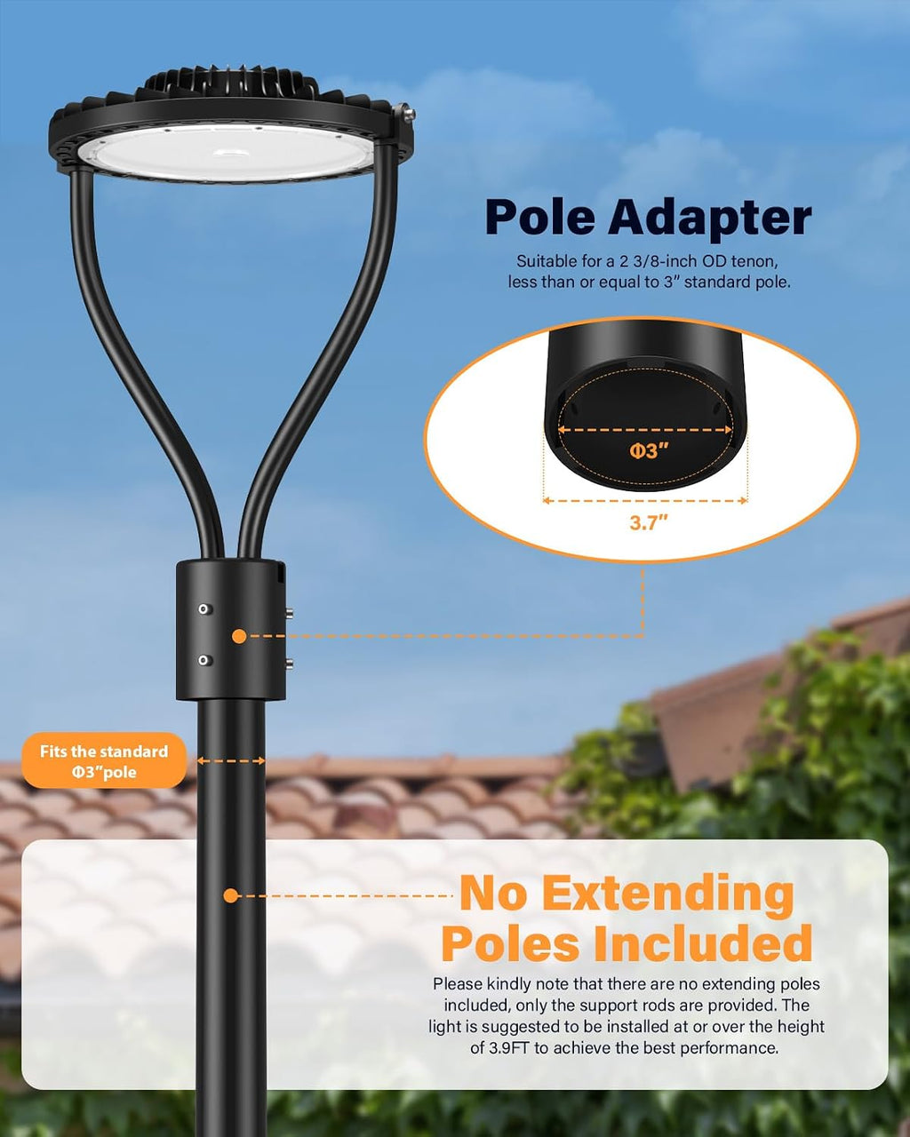 150W LED Post Top Light, LED Circular Area Light 21000Lm 5000K LED Parking Lot Light, Outdoor Pole Lights Fixture for Garden Yard Street Lighting, 2 Pack