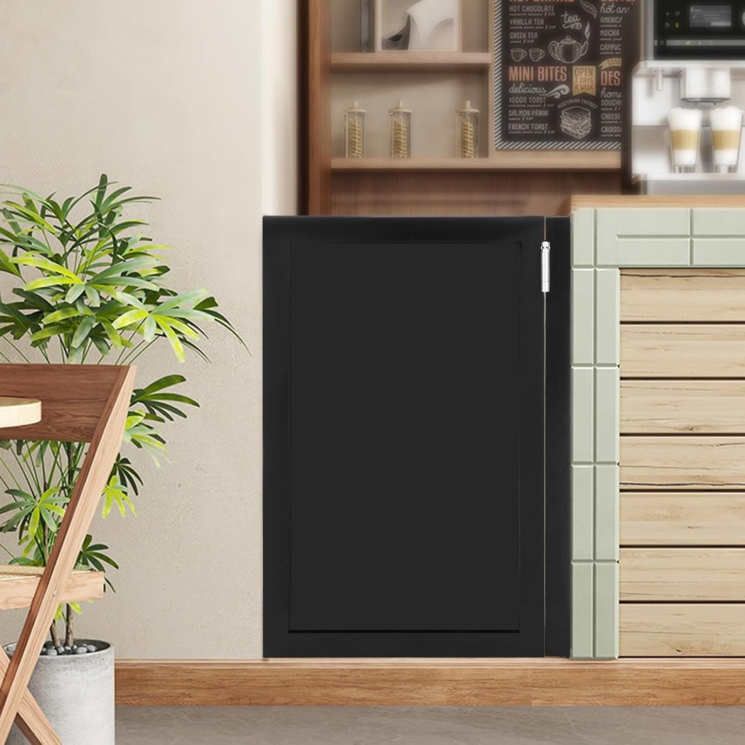 Swinging Door Cafe Doors,Solid Wood Swing Door Interior Saloon Half Partition Doors with 3 Hinges for House Kitchen Shop Entrance Pub Porch(23.6x35.4in-Black-2)