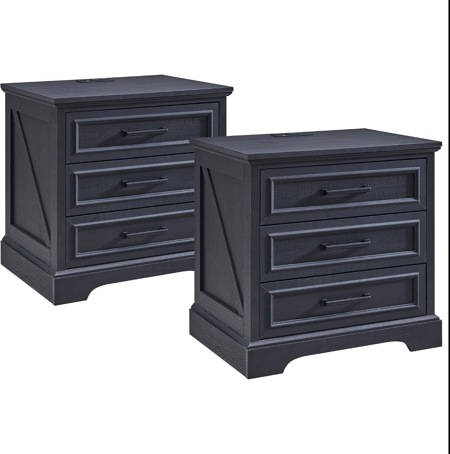 JXQTLINGMU Farmhouse End Tables Living Room Set of 2, Black