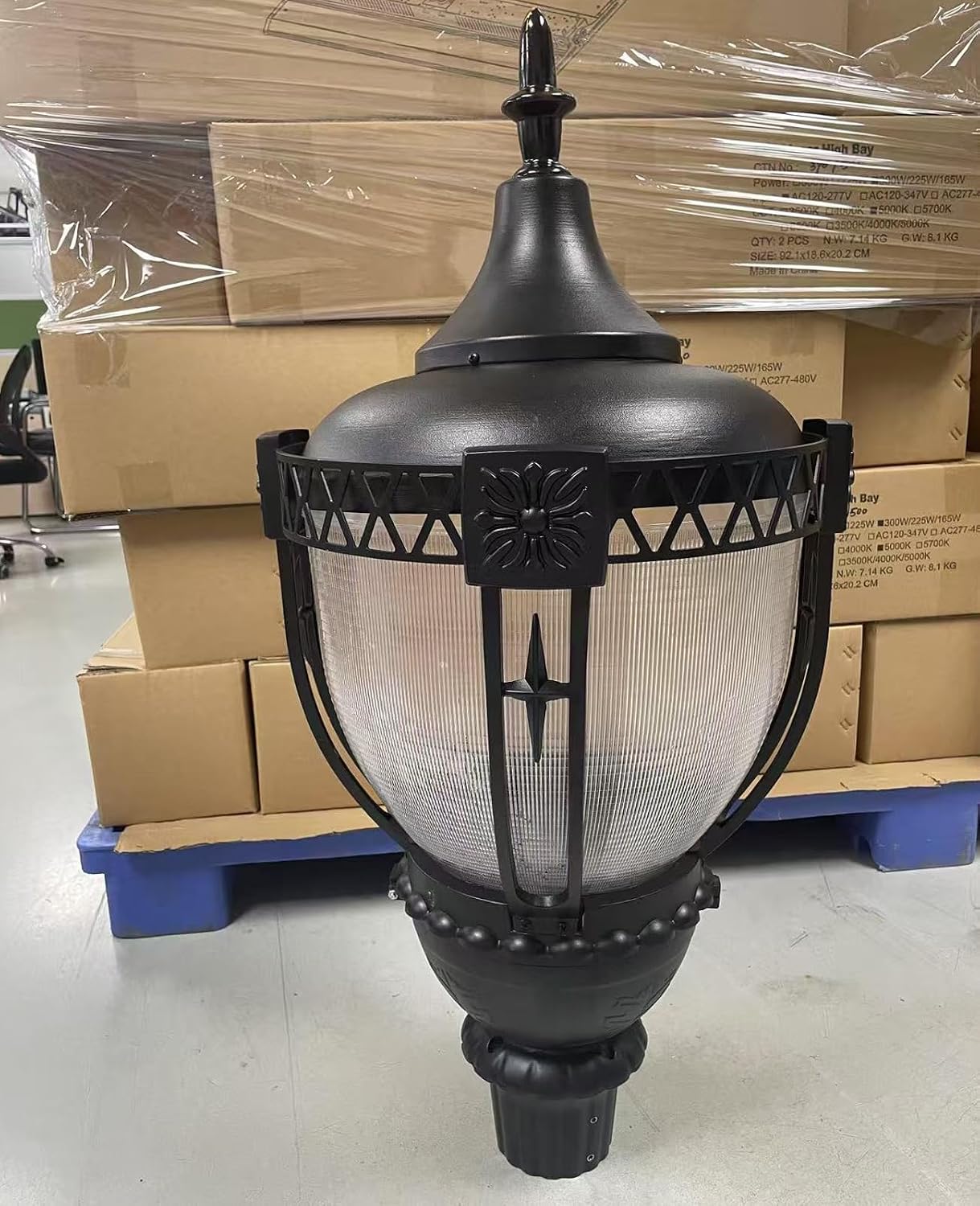 Acorn LED Post Top Light Fixture with Photocell Watt Tunable 100W/80W/60W Color Selectable 3000K/4000K/5000K 120-277V Black Housing Outdoor Area Pole Lighting