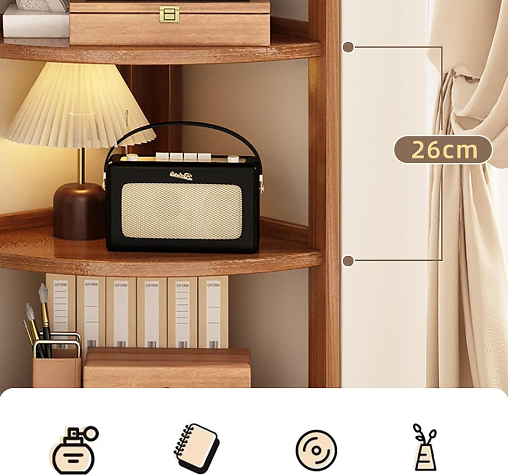 Tall Corner Cabinet, Bathroom Organizers and Storage, Corner Storage Shelf,Floor Storage Cabinet Home Space Saver,Curved Profile Design, for Living Room, Kitchen, Laundry Room(Yellow,73cm)