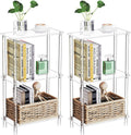 Clear Acrylic Narrow Side Table Set of 2 for Small Spaces, 15.75' L x 7.87' W x 26.7' H, 3 Tier Rectangle Slim End Table Nightstand, Small Mini Skinny Bedside Table for Bedroom, Living Room