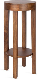 Kate and Laurel Talcott Modern Round Wood Side Table, 12 x 12 x 28, Walnut Brown, Transitional Decorative Two-Tier End Table for Use as a Bedroom Nightstand or Living Room Plant Stand