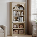 Takywep 5 Shelf Bookcase Arched Bookshelf, Rustic Wood Look Storage Shelf for Home Office Living Room, Easy Assembly, Farmhouse Style Bookcase with Metal Corner Guards, Wood