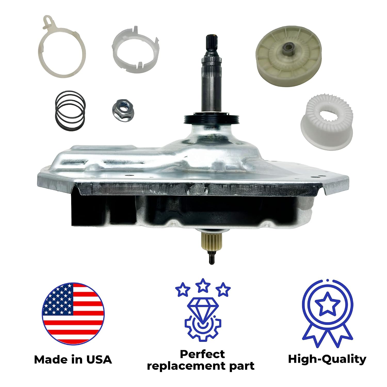 W11454734 Washer Gear Case Replaces AP6993915, W11035751, W10771760, W10006481, W10870913 (Transmission) Works with Maytag Whirlpool Kenmore Crosley, Shaft 4 3/8 in Seal 3.2in and W10721967 Cam Kit