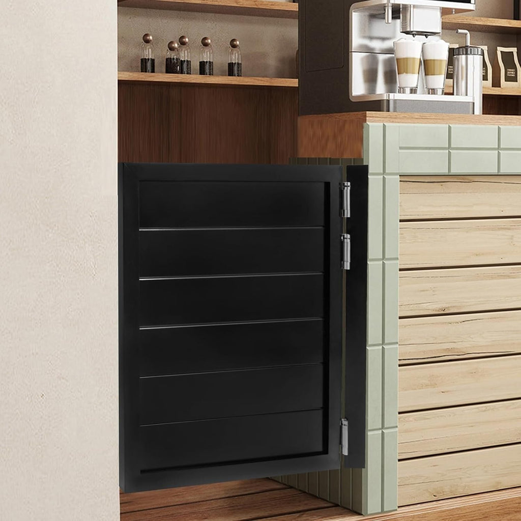 Swinging Doors Cafe Doors with 3 Hinges,Wood Swing Door Interior Saloon Half Partition Door for House Kitchen Shop Entrance Pub Porch(31.5x35.4in-Black)