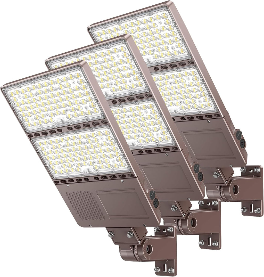 ADUB 3PCS LED Parking Lot Light 350W 280W 210W,LED Shoebox Light 5700K 5000K 4500K Arm&Slip Fit Mount,ETL Listed Outdoor Pole Light with Photocell,IP65 Commercial Street Area Flood Lighting