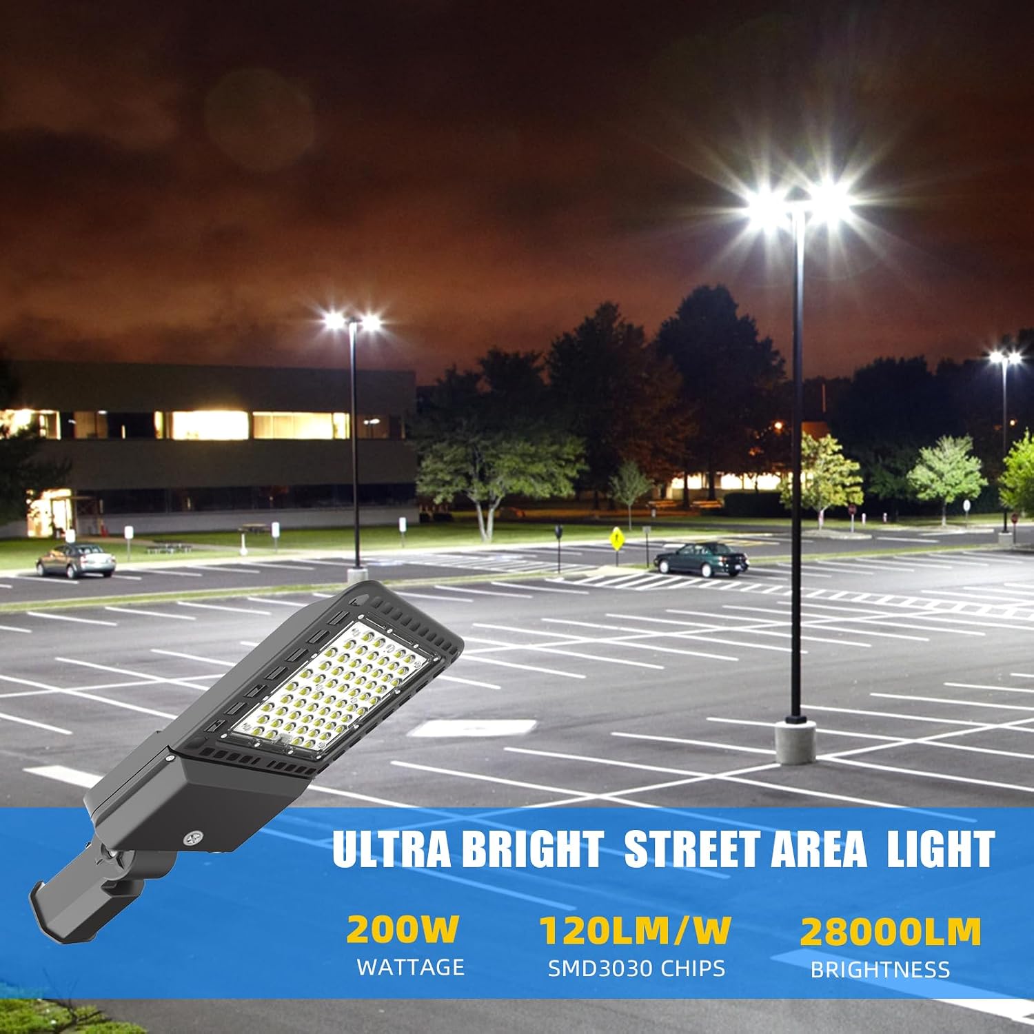 2 Pack 200W LED Parking Lot Outdoor Lights Slip Fitter Mount, 5000K 39000LM Commercial Outdoor Area Lighting with Dusk to Dawn Photocell, IP65 Waterproof LED Flood Light for Yard Driveway, ETL Listed
