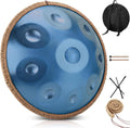 Handpan 22 Inches Drum Set, 440Hz 9 Notes Hand Drum Instrument, Premium Steel Hand Drum, Includes Carrying Case, Drumsticks, Spiral Wraps, Instruction Guide (22 Inches -9 Note -Blue)