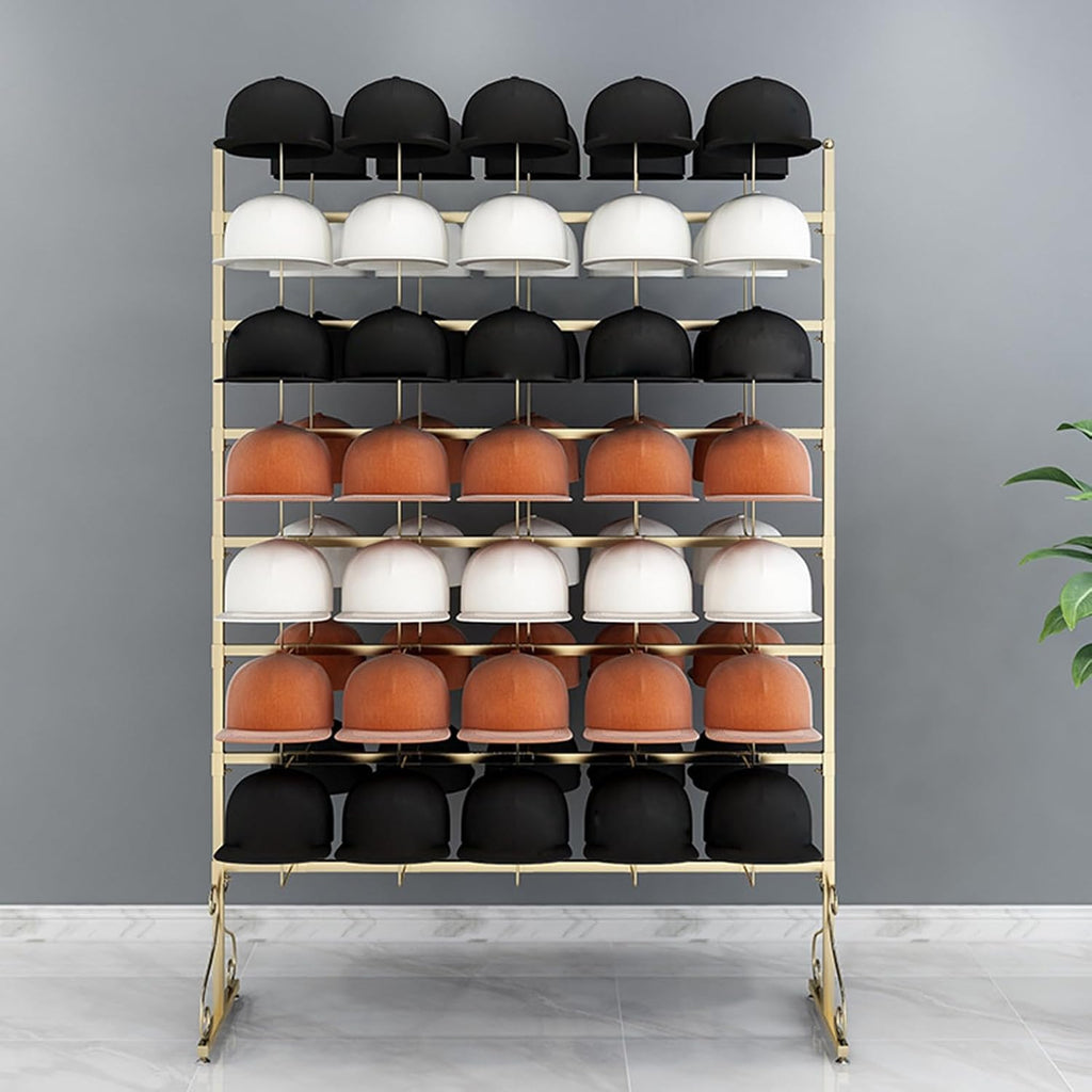 Helmet Stand Display Stand Hat Organizer Rack for Baseball Caps | Metal Hat Display Stand Floor-Standing Hat Holder for Caps, Wigs & Hats