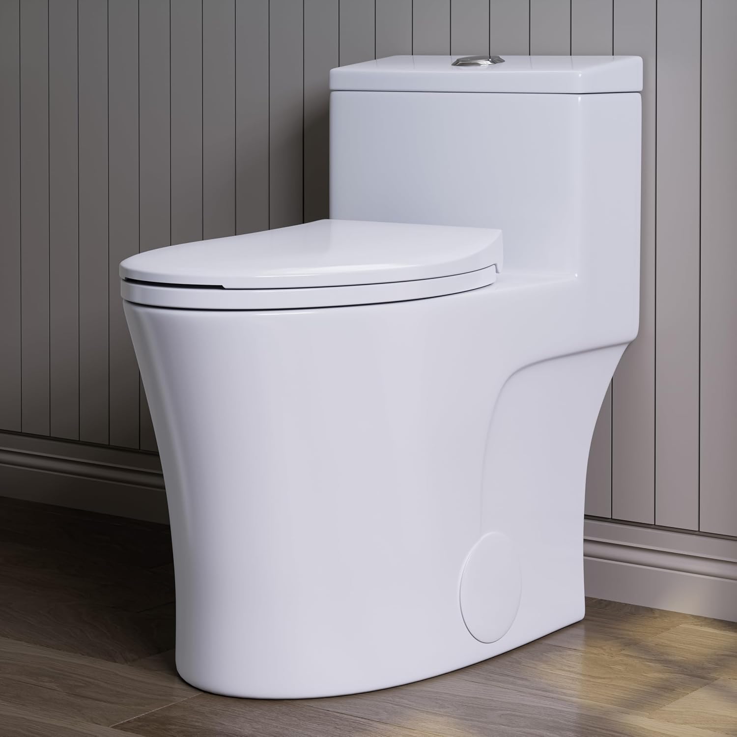 HOROW T0338WM Elongated One Piece Toilet Matte White, ADA Toilet 17.3' with Comfort Chair Height Seat, 1.1/1.6 GPF Powerful Dual Flush Toilet for Bathroom