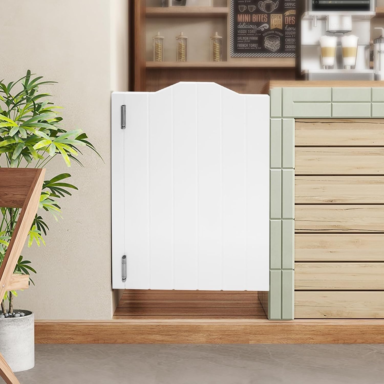 Swinging Doors Cafe Doors with 3 Hinges,Wood Swing Door Interior Saloon Half Partition Door for House Kitchen Shop Entrance Pub Porch(24.02 * 35.83in-White)