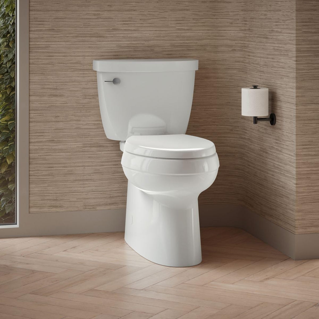 KOHLER 5310-0 Cimarron Comfort Height Skirted Trapway Comfort Height Two-Piece Elongated Toilet, Left-Hand Trip Lever, White
