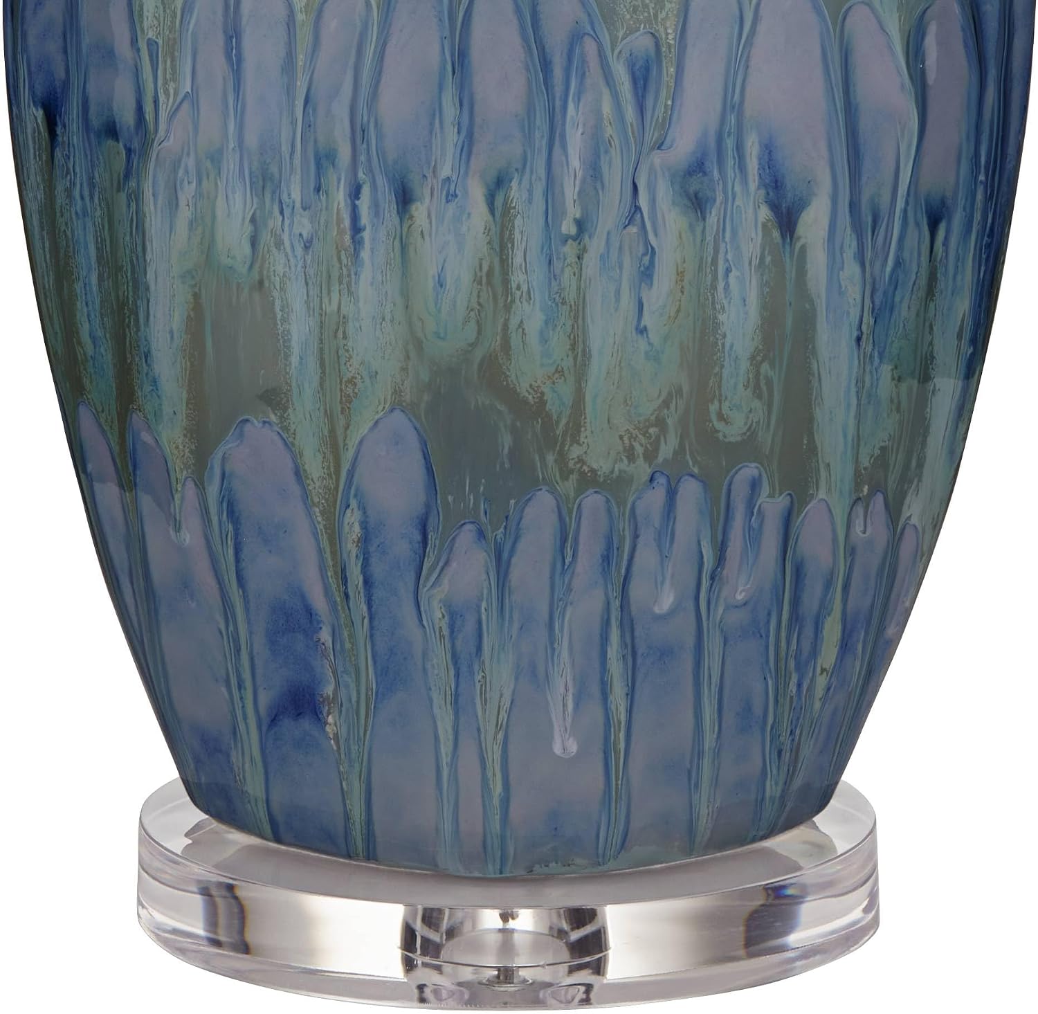 Possini Euro Design Annette 38' Tall Large Modern Coastal End Table Lamps Set of 2 Blue Drip Finish Ceramic Off-White Shade Living Room Bedroom Bedside Nightstand House Office Home (Colors May Vary)