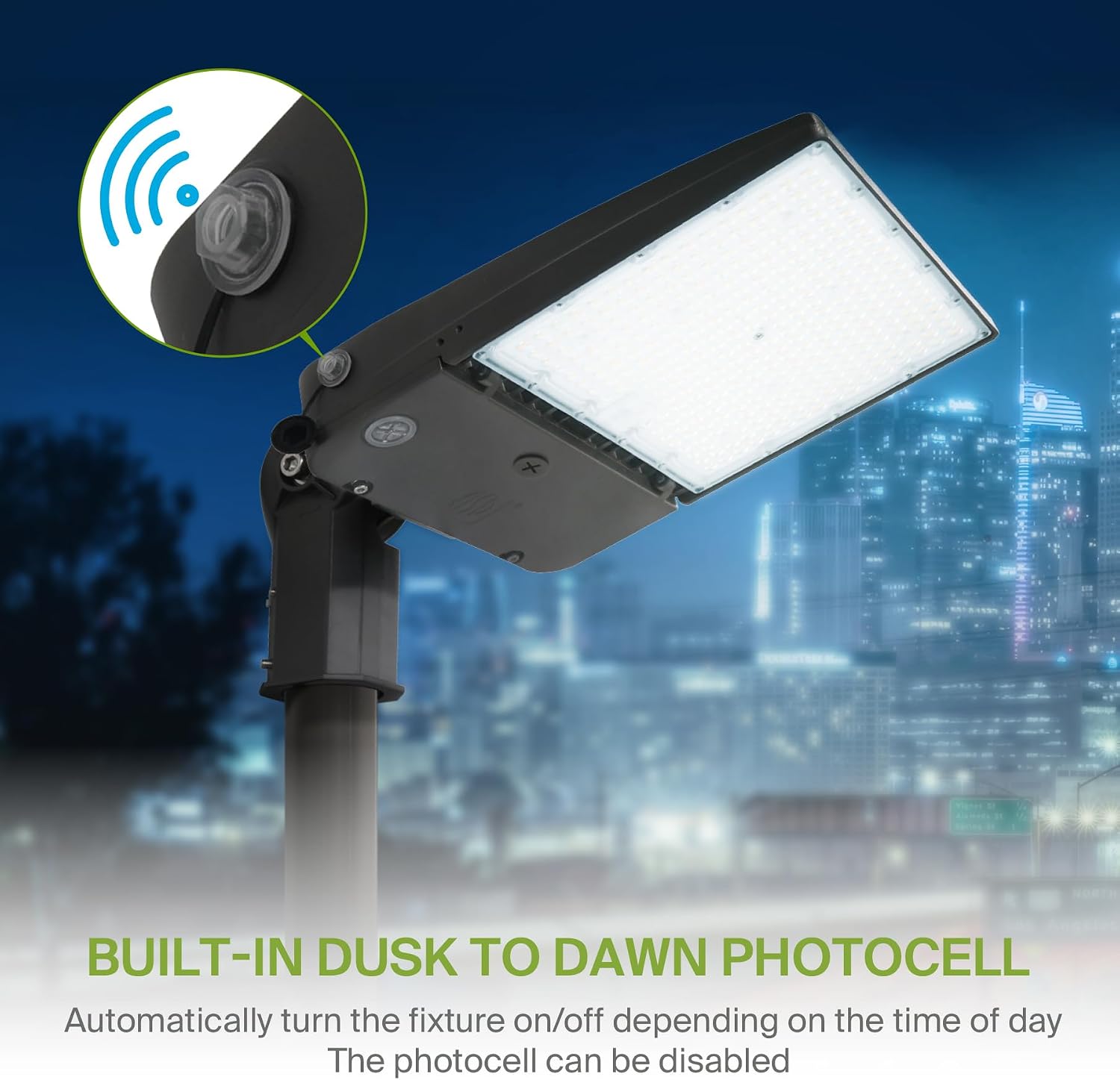 ASD LED Parking Lot Light Fixture | 100-150W 26000LM 3000-5000K 100-277V IP66 | 3CCT, Dimmable, Photocell, Waterproof, DLC, UL Listed | Dusk to Dawn Outdoor Lamp, Shoebox Area Lighting | Black