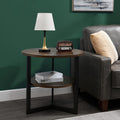 Large End Table with Storage Shelf Rustic Circular Sofa Side Table with Black Metal Legs Solid Wood Nightstand Telephone Table for Living Room Bedroom 25.2'D x 24'H Natural Brown CJZ1338NC
