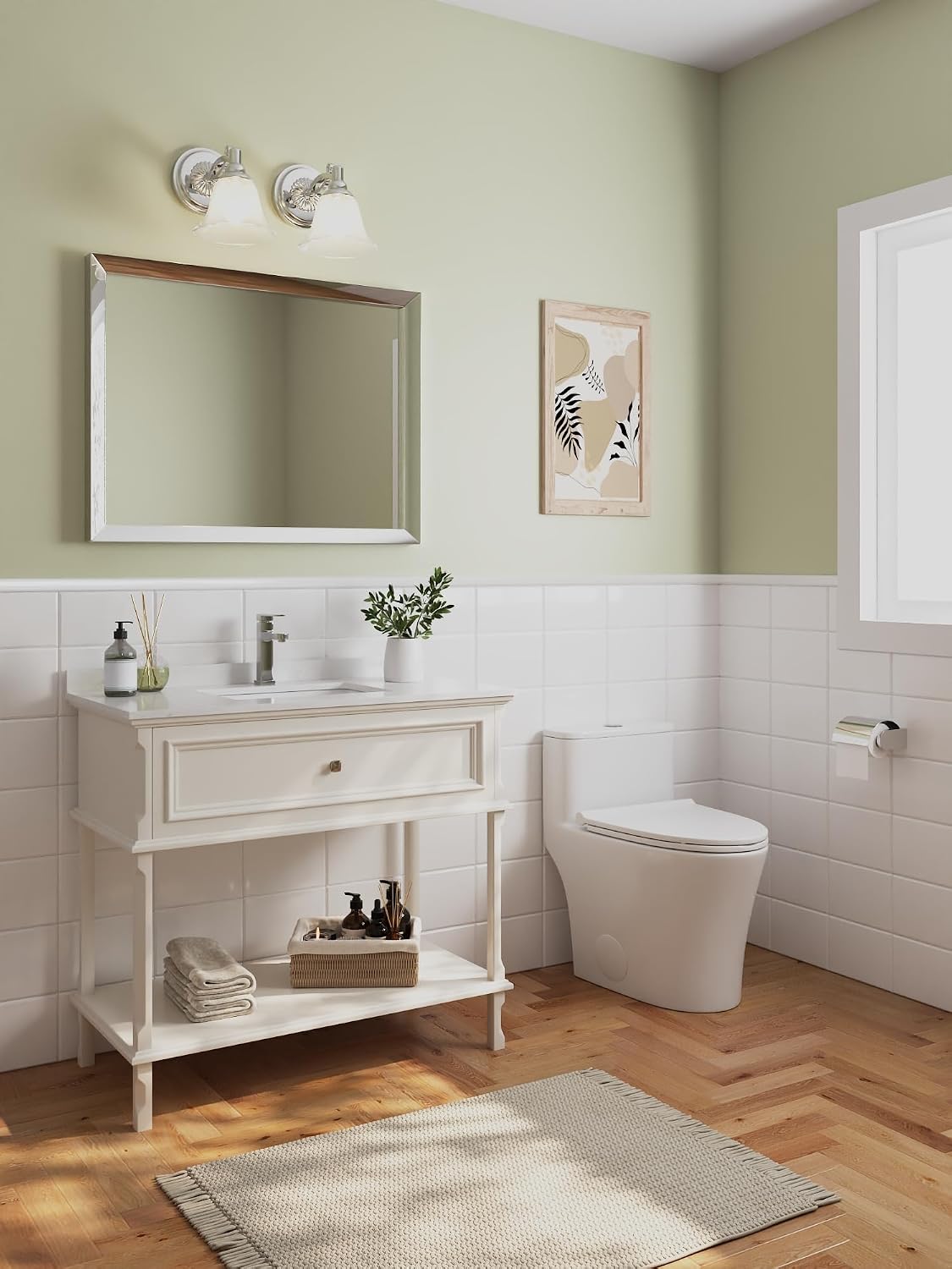 DeerValley Compact One Piece Toilet, Small Toilet for Bathroom with Comfort Wider Chair Seat, Modern Toilets Powerful Flush Tall Hight 12'' Rough-In Toilet White 23.6'D x 15.7'W x 26'H