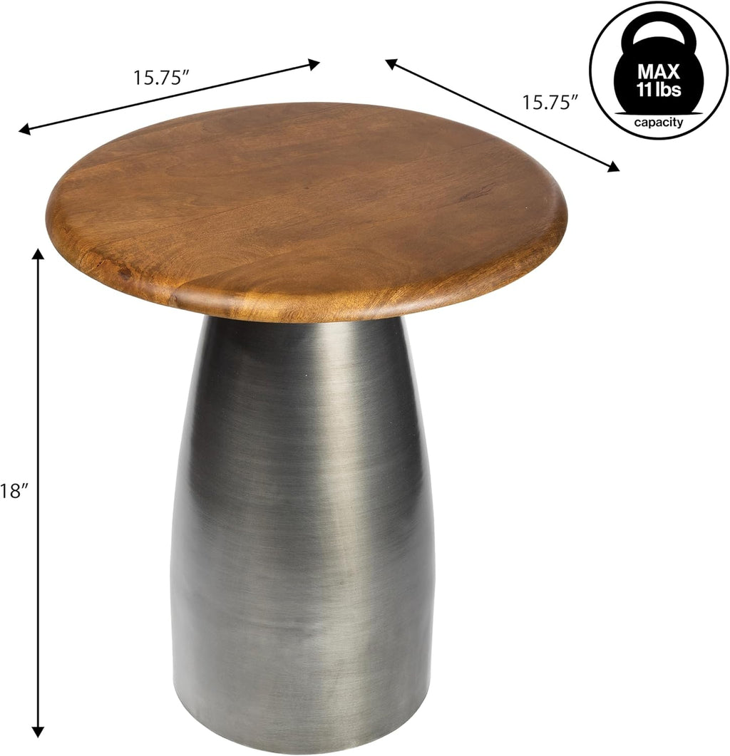 JONATHAN Y END5001A Skye 18' Modern Rustic Round Wood/Metal Accent Table, Side Table, End Table for Living Room, Bedroom, Honey Wood/Oxidized Nickel