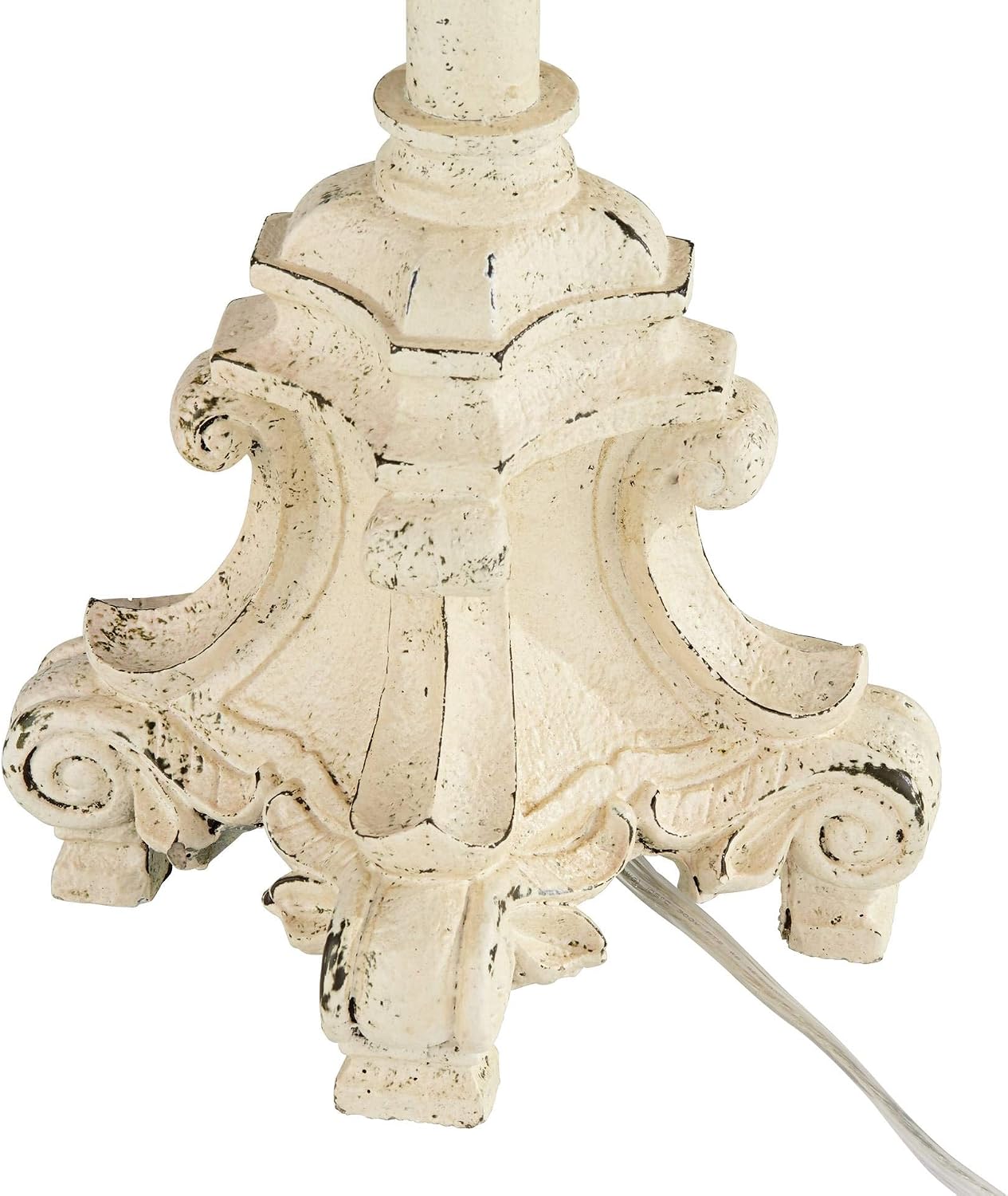 Regency Hill French Candlestick 34' Tall Scroll Skinny Buffet Traditional End Table Lamps Set of 2 Ivory White Living Room Bedroom Bedside Nightstand House Office Home Off-White Shade