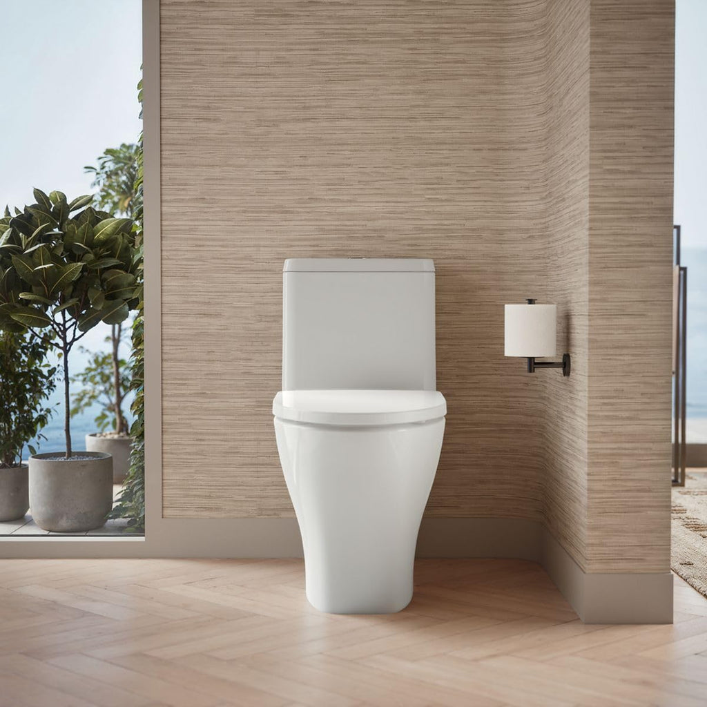 KOHLER 23188-0 One-Piece Compact Elongated Toilet with Skirted Trapway, Top-Mount Dual Flush Actuator 0.8 or 1.28 GPF, White