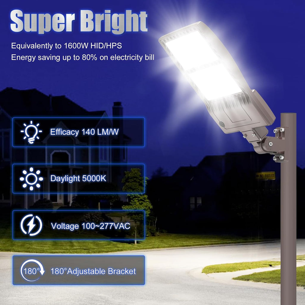 4Pack 400W LED Parking Lot Light 56000 Lumen, UL Parking lot Flood Lights Arm Mount, Street Area IP65 5000K Waterproof 100-277VAC Input, Stadium Lights Outdoor, LED Pole Light Outdoor