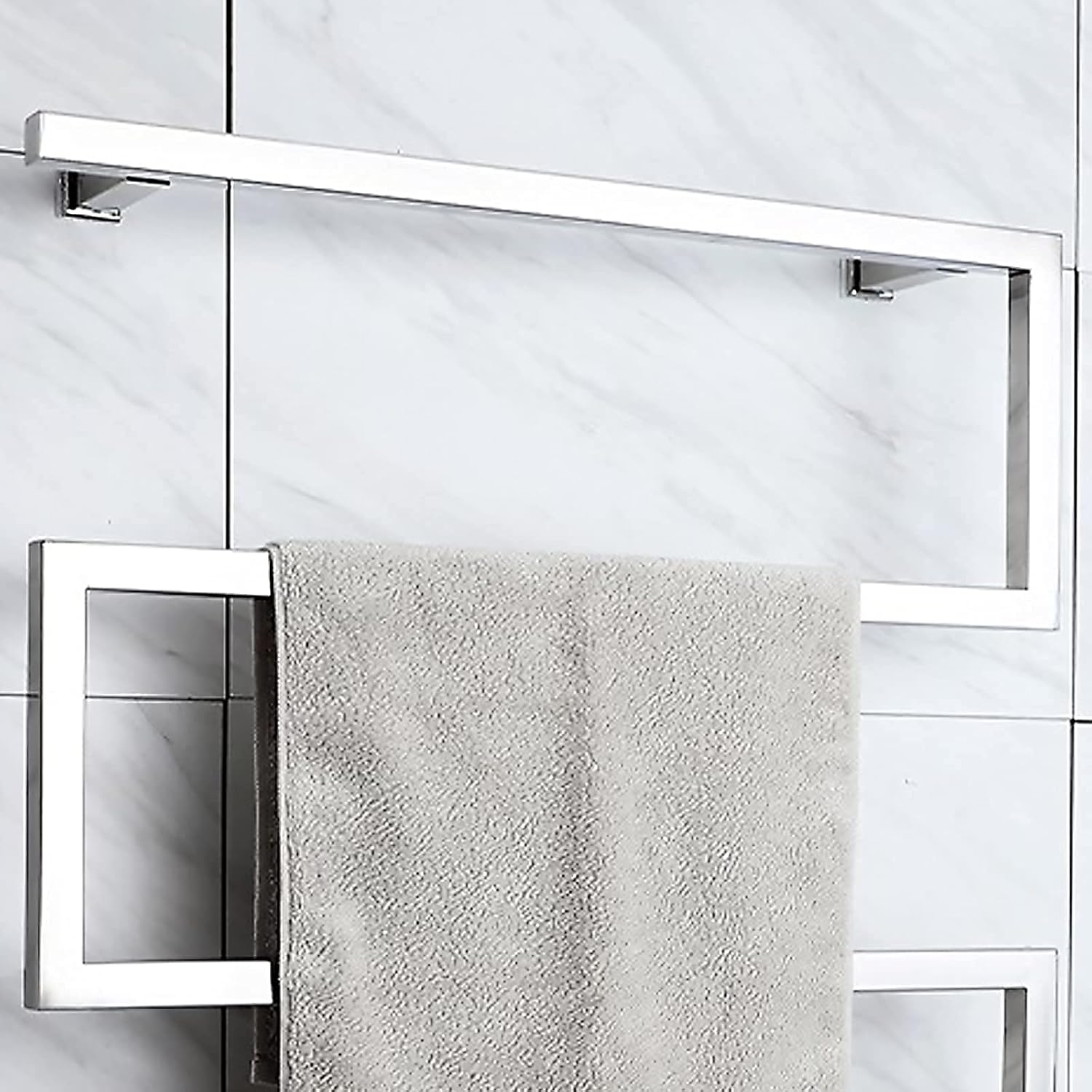 Heated Towel Warmer Racks Wall Mounted Electric Towel Warmer with 5 Bars Electric Towel Rack Stainless Steel Heated Towel Rails, 90W Low Power Consumption Towel Dryer,Chrome,Plug in