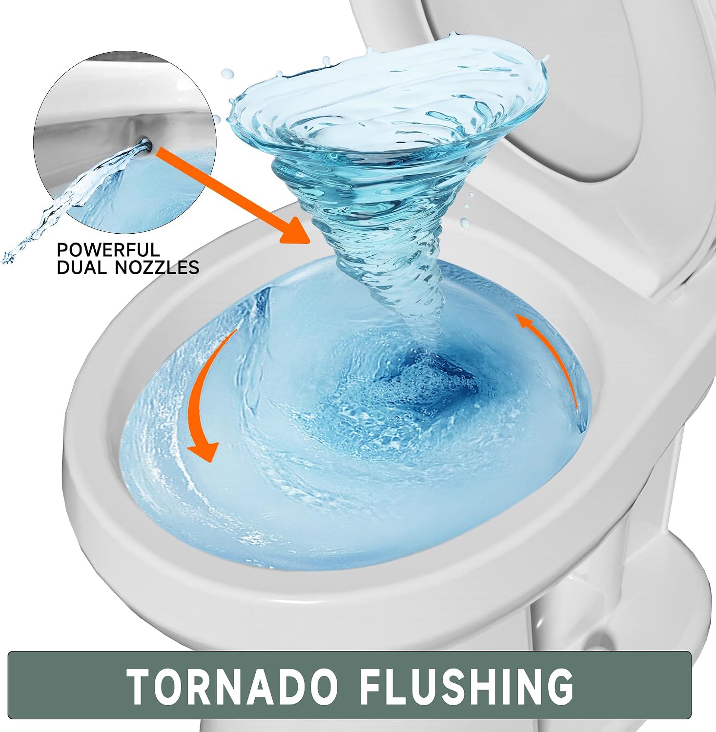 Compact 17 Inch Chair High White Toilet for Small Bathroom | Powerful Tornado Flush Single Flush 1.28 GPF, Comfort ADA Bowl Heigh 16.75' Tall Toilet for Seniors,Two Piece 12' Rough In
