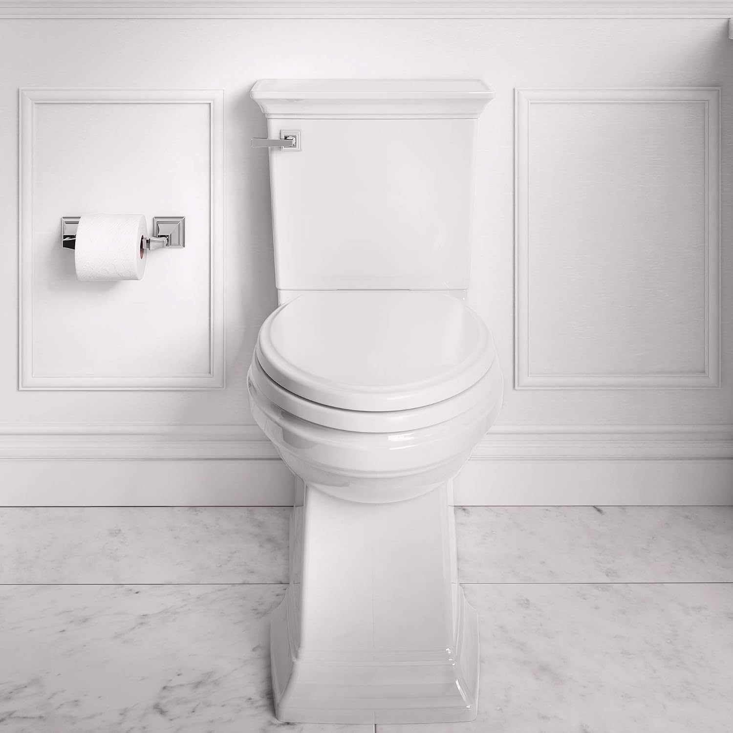 American Standard 281AA104.020 Two-Piece Town Square S Toilet with Seat, Elongated Front, Chair Height, White, 1.28 GPF