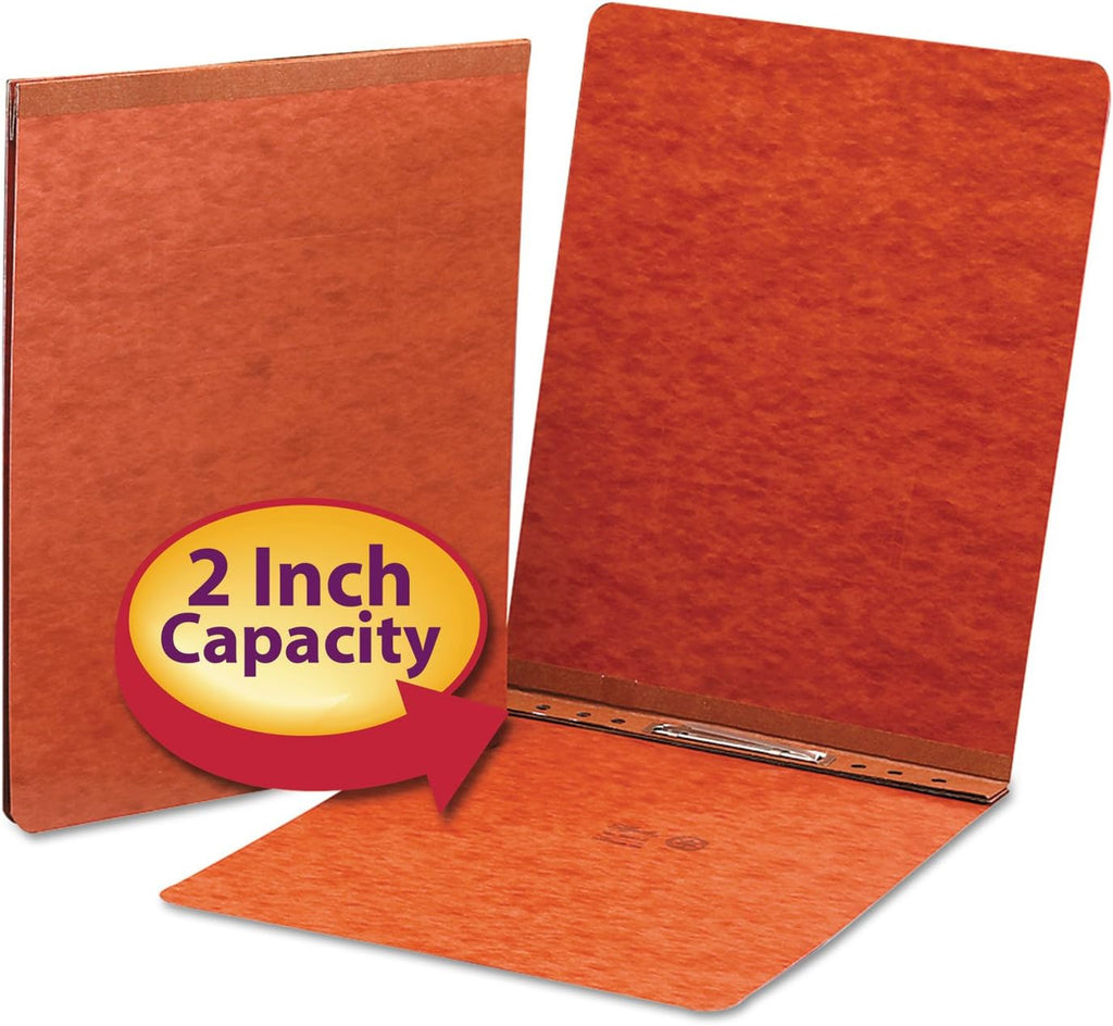 Smead PressGuard Report Cover, Metal Prong Top Fastener with Compressor, 2' Capacity, Letter Size, Red, 25 per Box (81724)